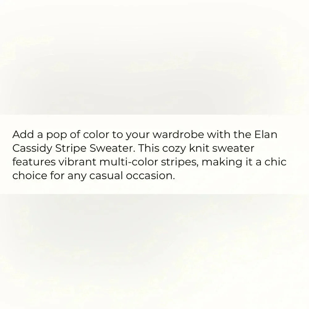 NWT Elan Cassidy Striped Sweater, Chunky, Relaxed, Black, Cream, Royal Blue, S - Picture 15 of 15